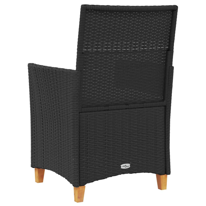 Gartenstühle mit Kissen 2 Stk. Schwarz Poly Rattan Massivholz