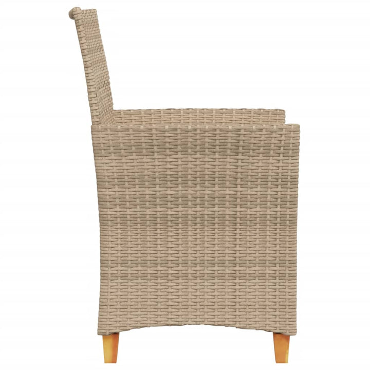 Gartenstühle mit Kissen 2 Stk. Beige Poly Rattan Massivholz