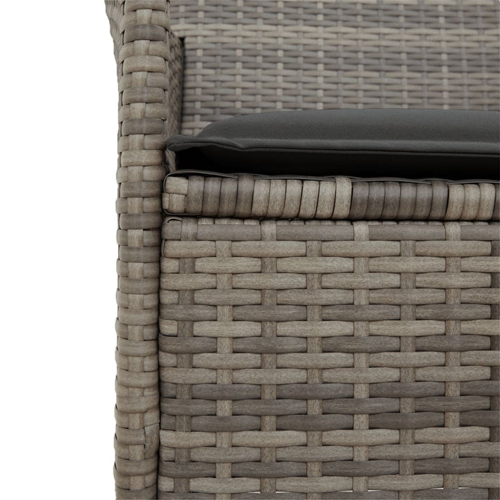 Gartenstühle mit Kissen 2 Stk. Grau Poly Rattan Massivholz