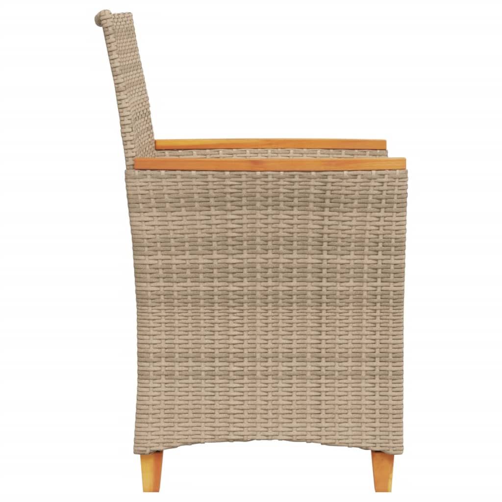 Gartenstühle mit Kissen 2 Stk. Beige Poly Rattan Massivholz