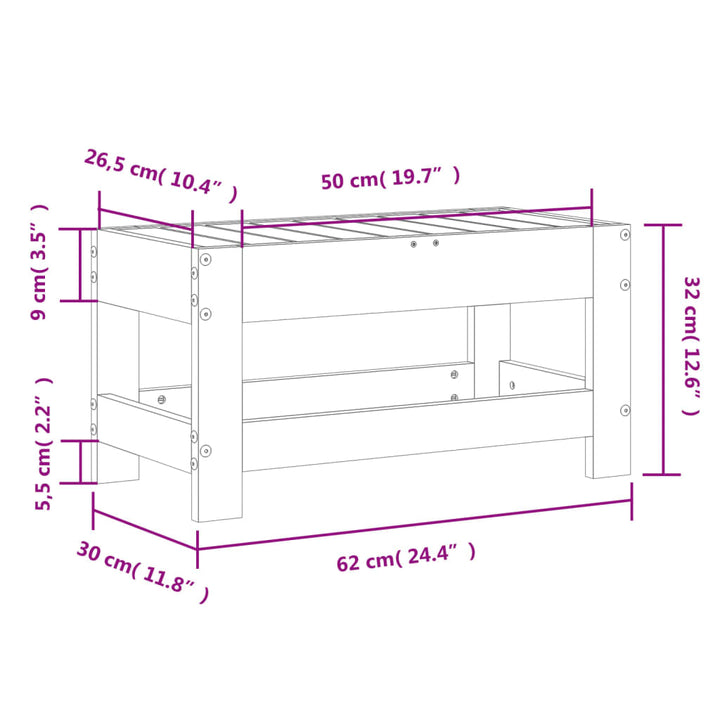 Gartenhocker 62x30x32 cm Massivholz Douglasie