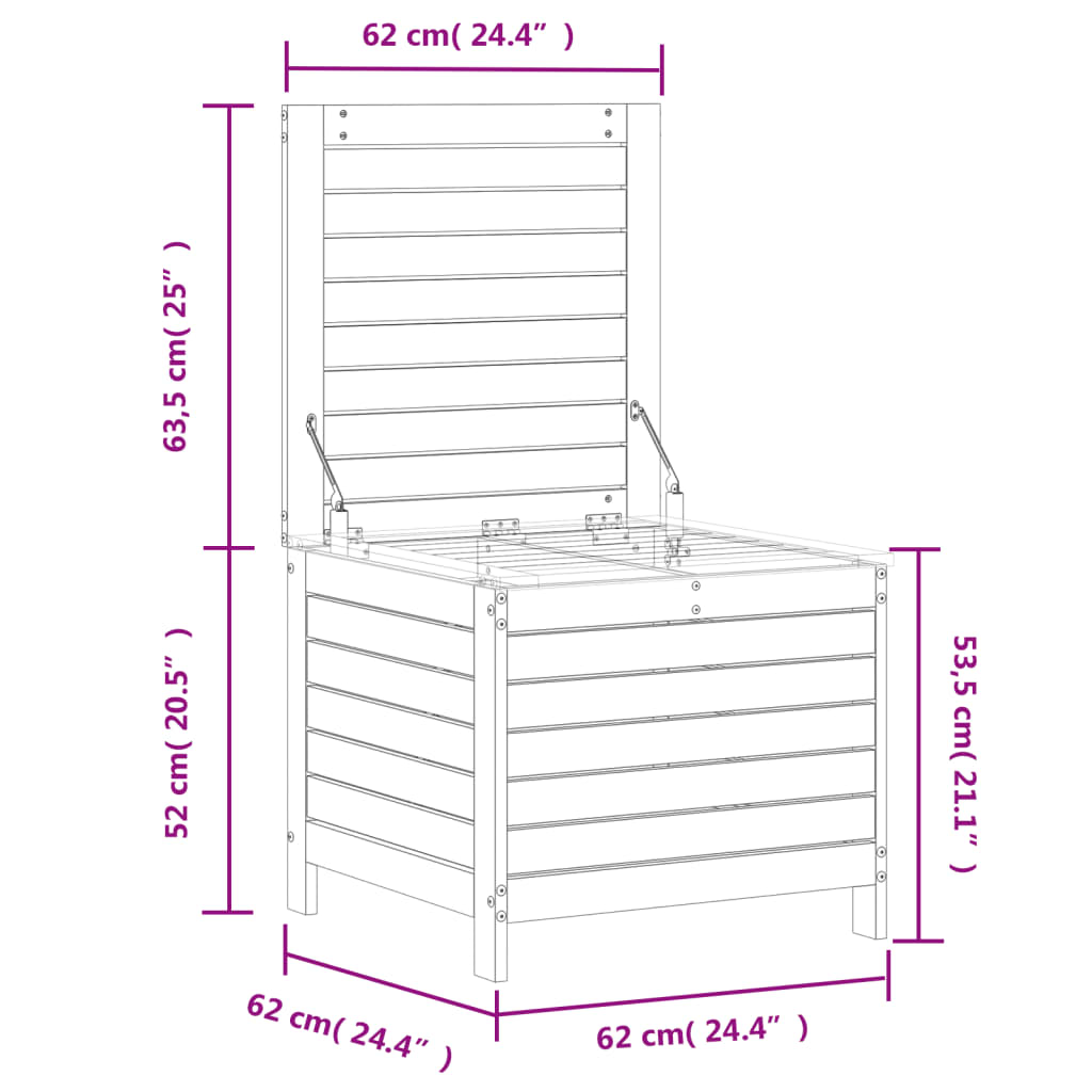 Gartenhocker Weiß 62x63,5x53,5 cm Massivholz Kiefer