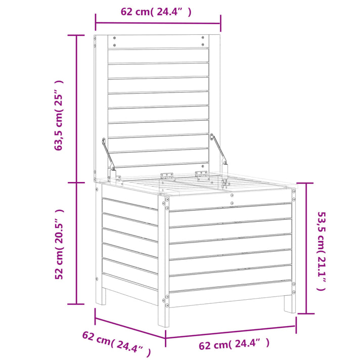 Gartenhocker Weiß 62x63,5x53,5 cm Massivholz Kiefer