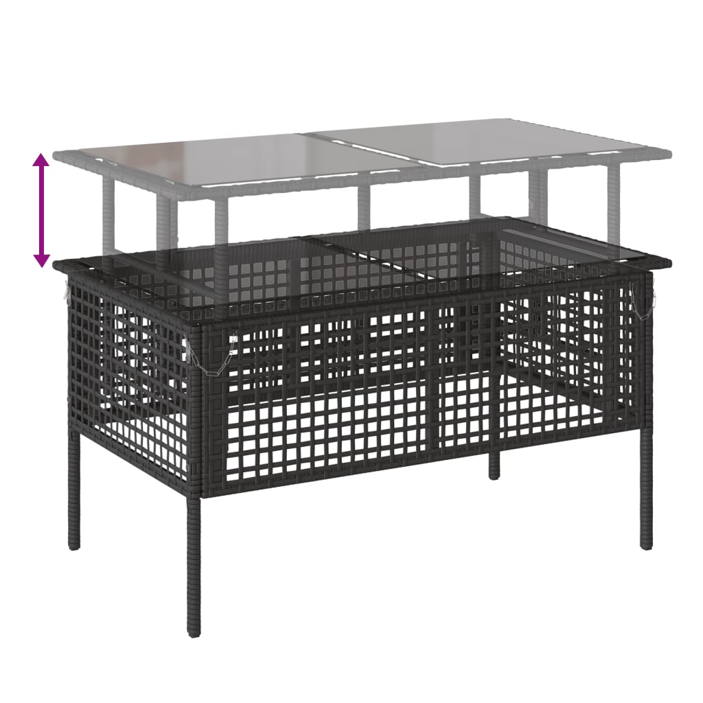 4-tlg. Garten-Sofagarnitur mit Kissen Schwarz Poly Rattan Glas