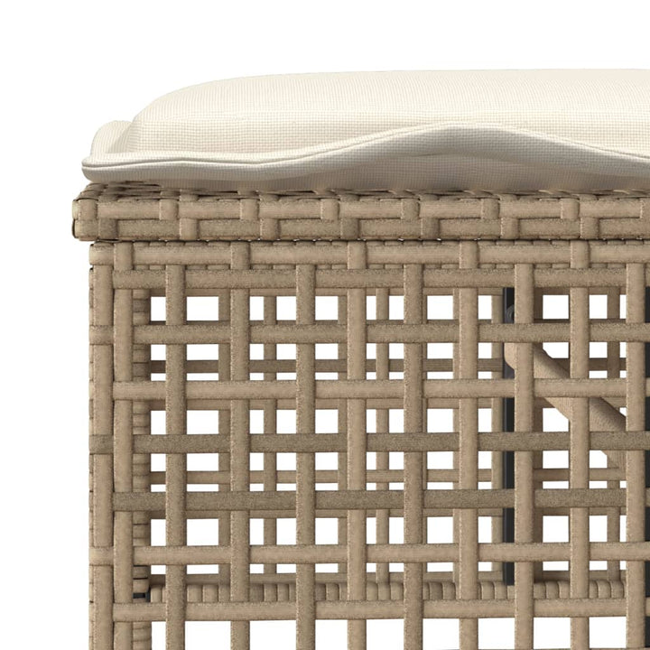 4-tlg. Garten-Sofagarnitur mit Kissen Beige Poly Rattan Glas