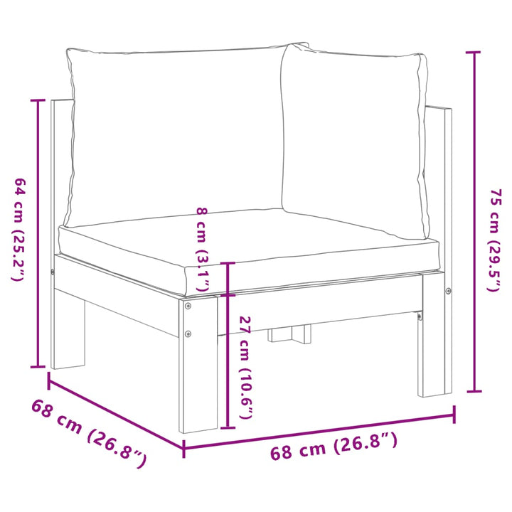 Garten-Ecksofa mit Kissen Massivholz Akazie