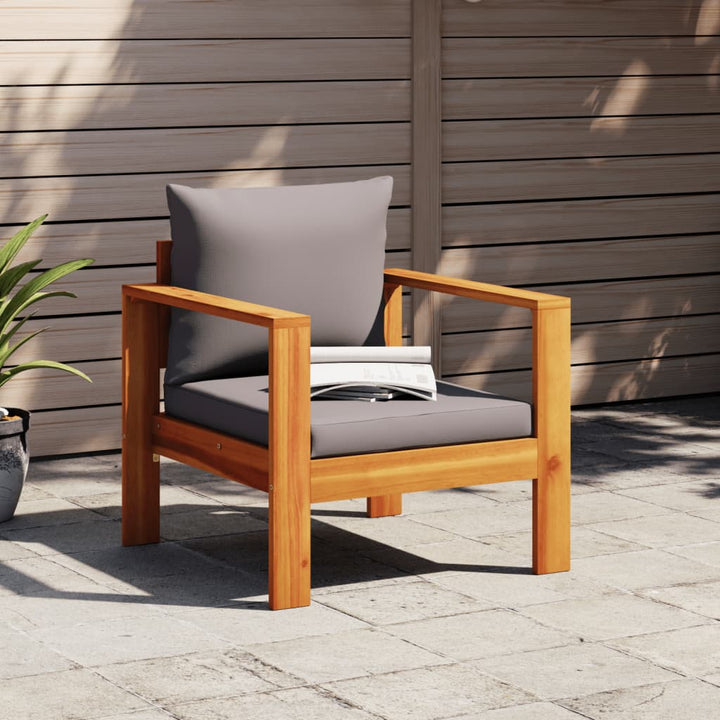 Sillón de jardín con cojines de madera maciza de acacia