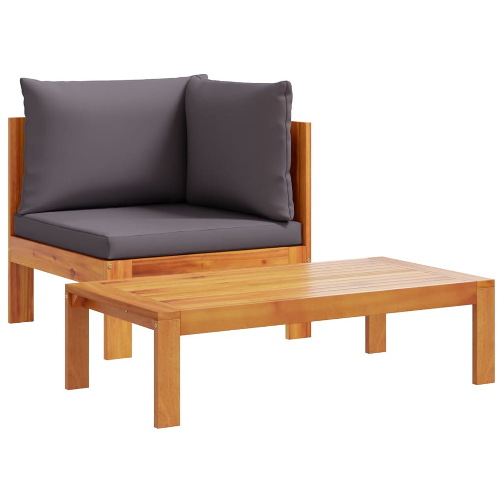 2-tlg. Garten-Sofa-Set mit Kissen Massivholz Akazie