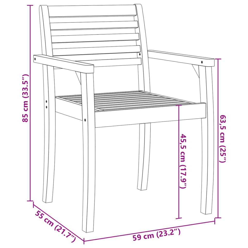 Gartenstühle 2 Stk. 59x55x85 cm Massivholz Akazie