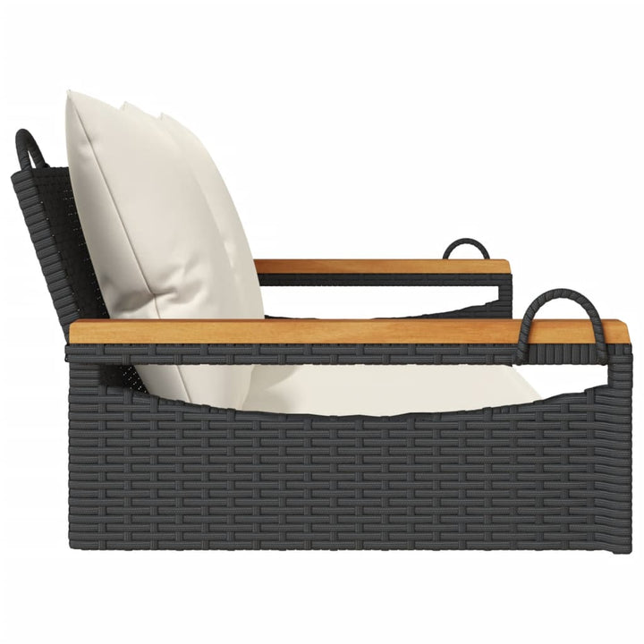 Hängebank mit Kissen Schwarz 109x62x40 cm Poly Rattan