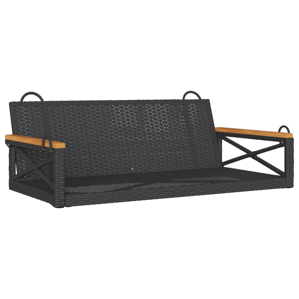 Hängebank Schwarz 109x62x40 cm Poly Rattan