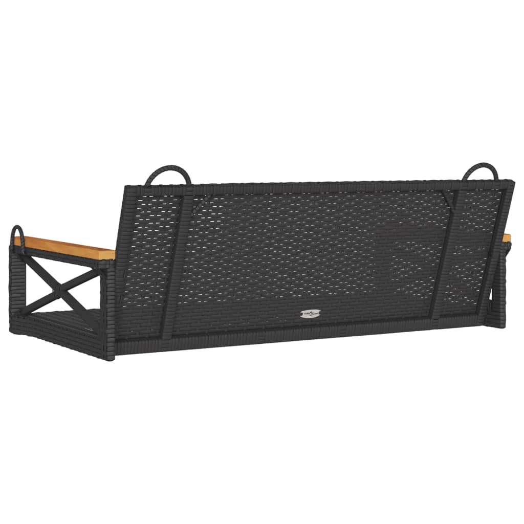 Hängebank Schwarz 109x62x40 cm Poly Rattan