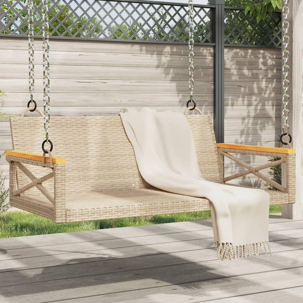 Hängebank Beige 109x62x40 cm Poly Rattan