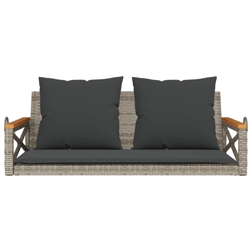 Hängebank mit Kissen Grau 109x62x40 cm Poly Rattan