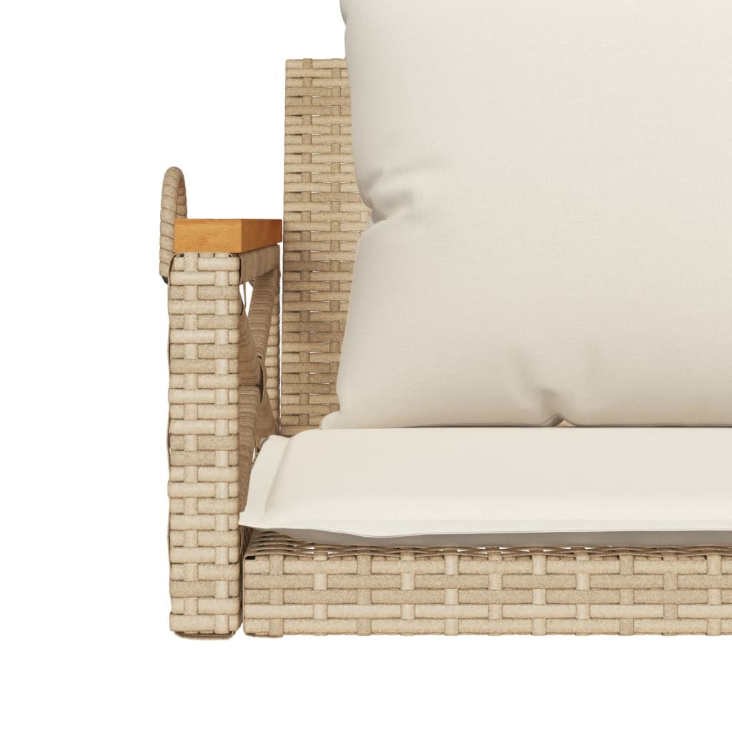 Hängebank mit Kissen Beige 109x62x40 cm Poly Rattan