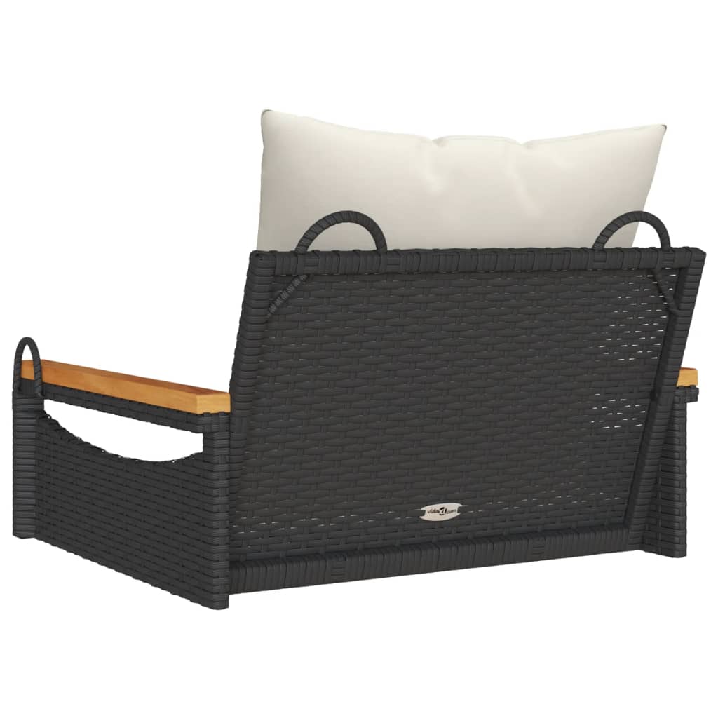 Hängesessel mit Kissen Schwarz 63x62x40 cm Poly Rattan