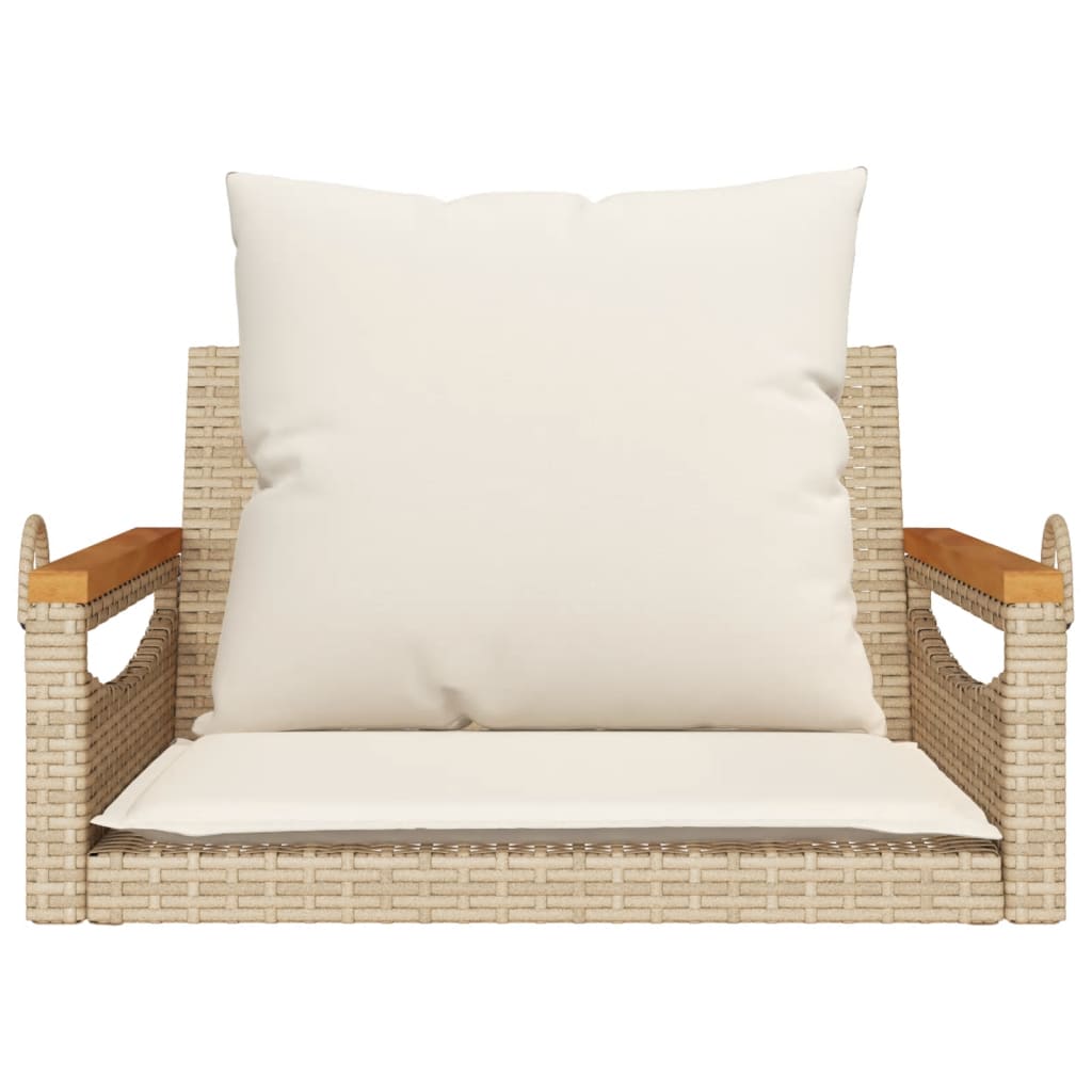 Hängesessel mit Kissen Beige 63x62x40 cm Poly Rattan