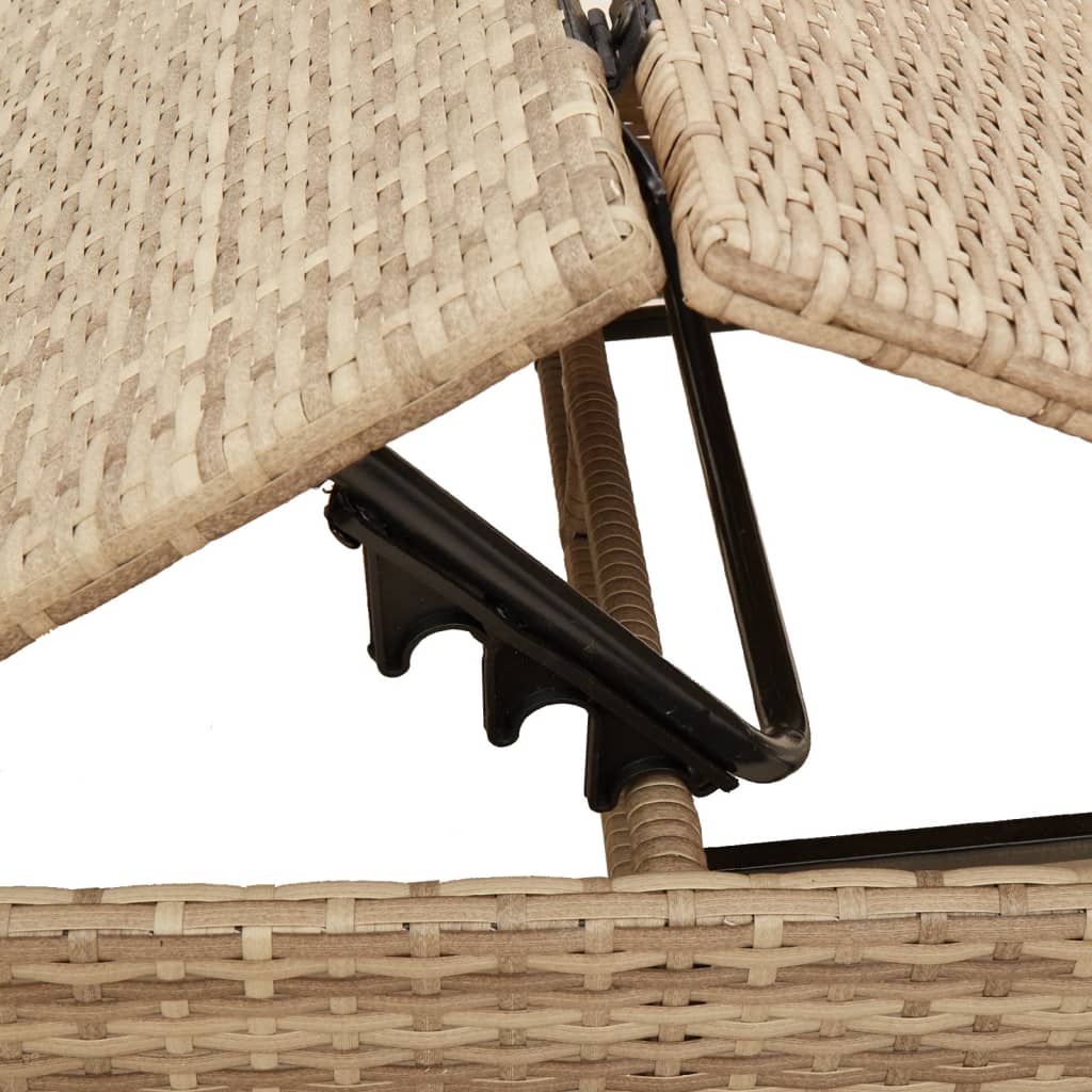 Sonnenliege mit Auflage Beige Poly Rattan