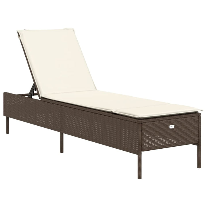 Sonnenliege mit Auflage Braun Poly Rattan