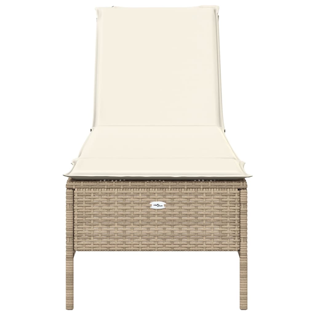 Sonnenliege mit Auflage Beige Poly Rattan