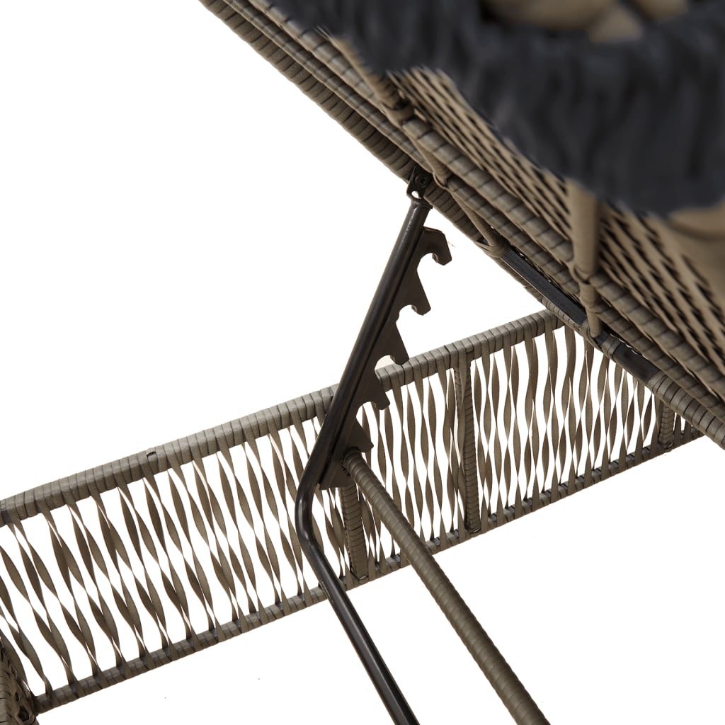 Sonnenliege mit Auflage Grau Poly Rattan