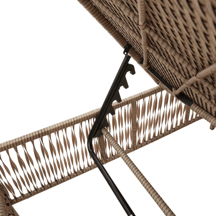 Sonnenliegen 2 Stk. mit Tisch Beige Poly Rattan