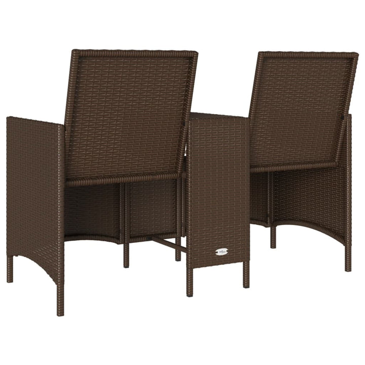 Gartensofa 2-Sitzer mit Tisch und Kissen Braun Poly Rattan