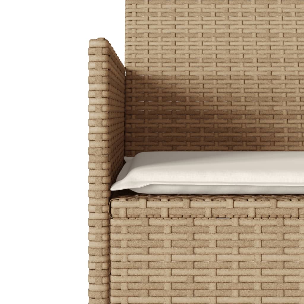 Gartensofa 2-Sitzer mit Tisch und Kissen Beige Poly Rattan