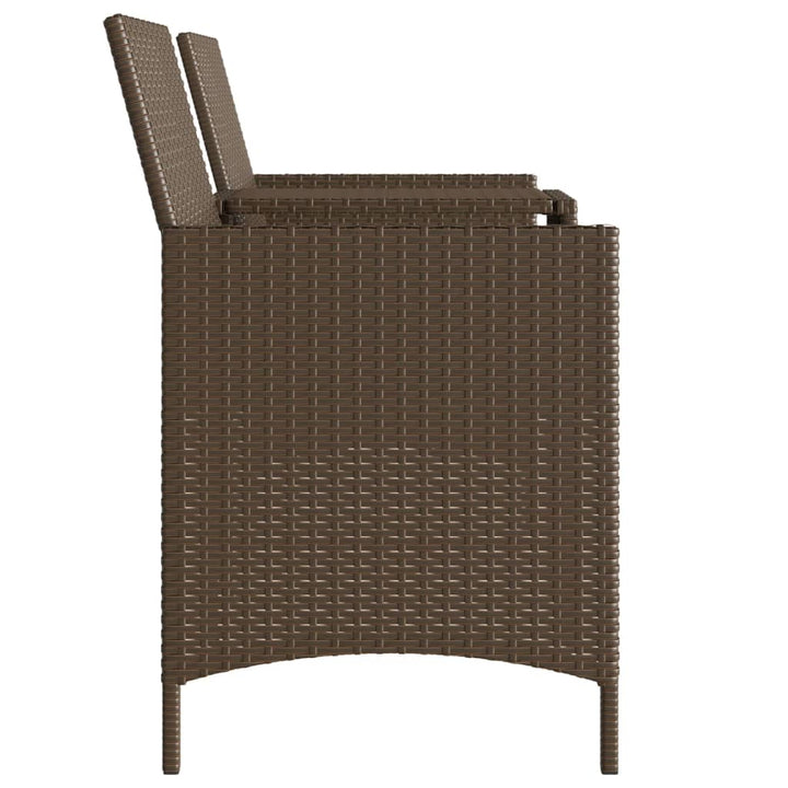 Gartensofa 2-Sitzer mit Tisch und Hockern Braun Poly Rattan