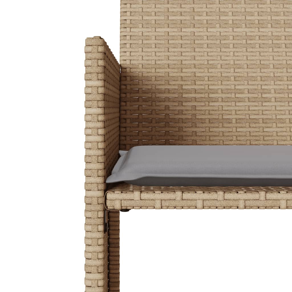 Gartensofa 2-Sitzer mit Tisch und Hockern Beige Poly Rattan