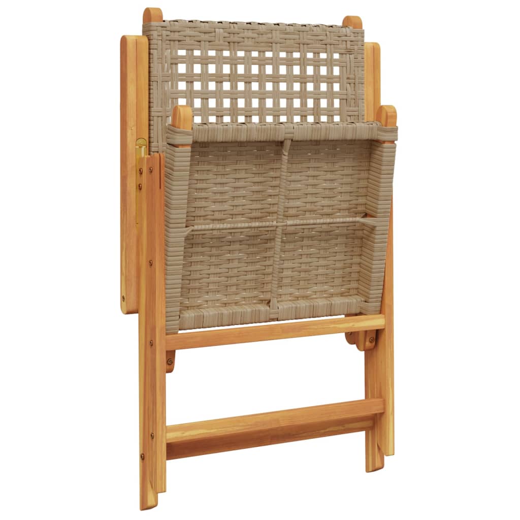 Gartenstühle 2 Stk. Beige Massivholz Akazie und Poly Rattan