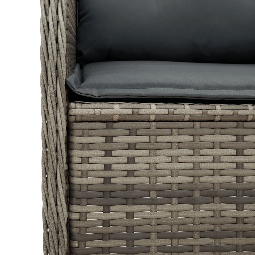 Gartenbank Verstellbar mit Kissen Grau Poly Rattan