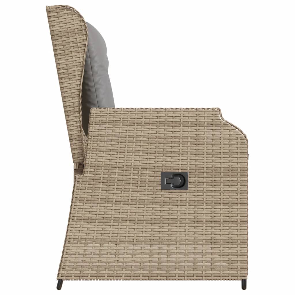 Gartenbank Verstellbar mit Kissen Beige Poly Rattan