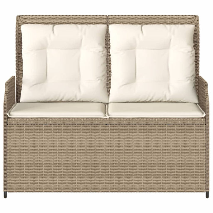 Gartenbank Verstellbar mit Kissen Beige Poly Rattan