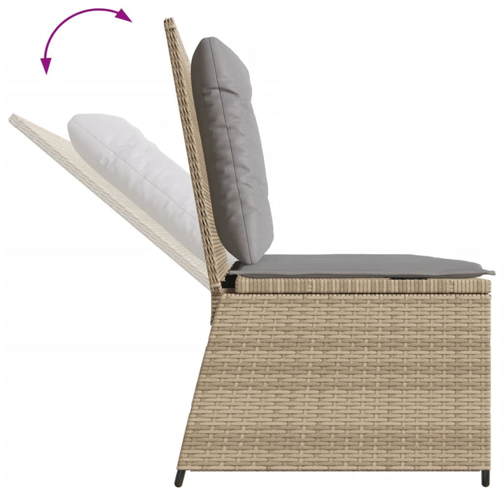 Gartenbank Verstellbar mit Kissen Beige Poly Rattan