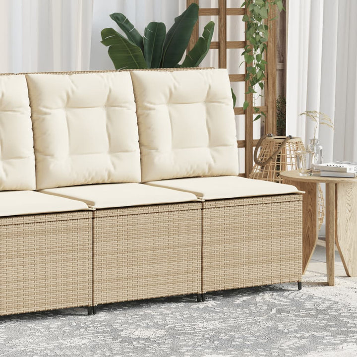 Sillón de jardín con función reclinable y cojín de polirratán beige