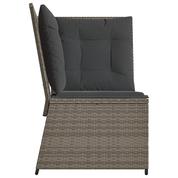 Garten-Ecksofa mit Kissen Grau Poly Rattan