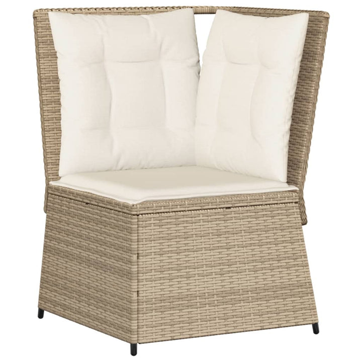 Garten-Ecksofa mit Kissen Beige Poly Rattan