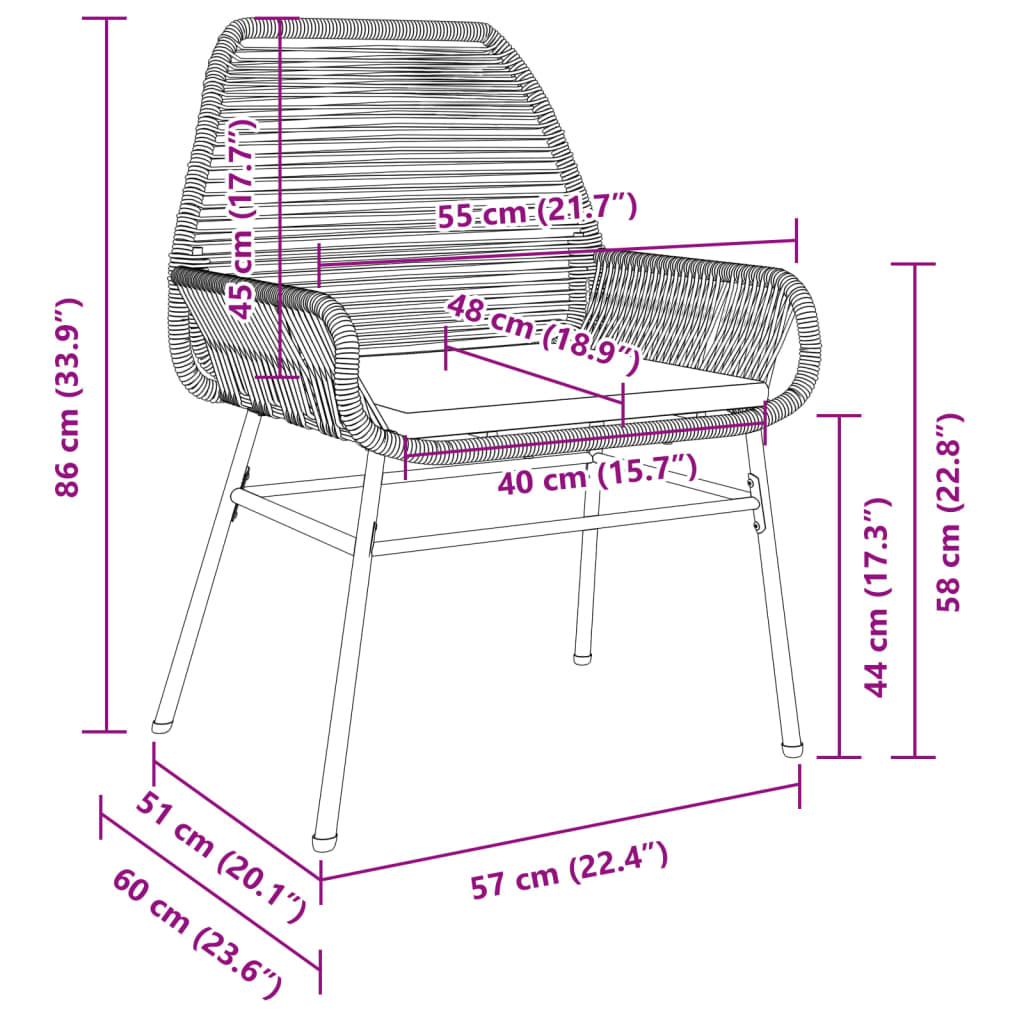 Gartenstühle 2 Stk. mit Kissen Schwarz Poly Rattan