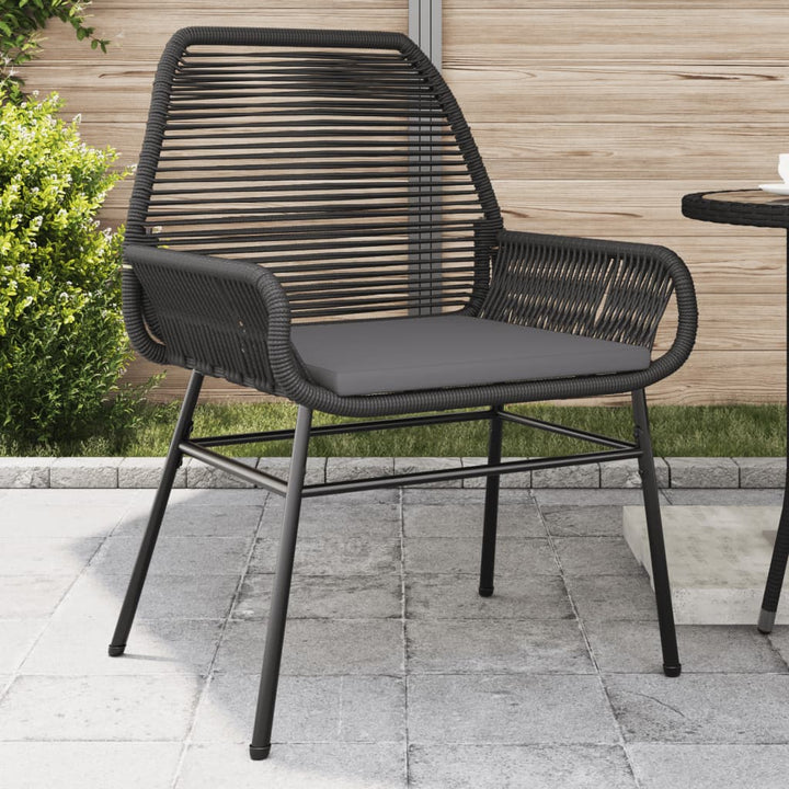 Gartenstühle 2 Stk. mit Kissen Schwarz Poly Rattan