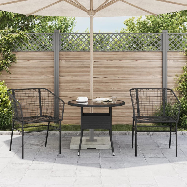 Gartenstühle 2 Stk. Schwarz Poly Rattan