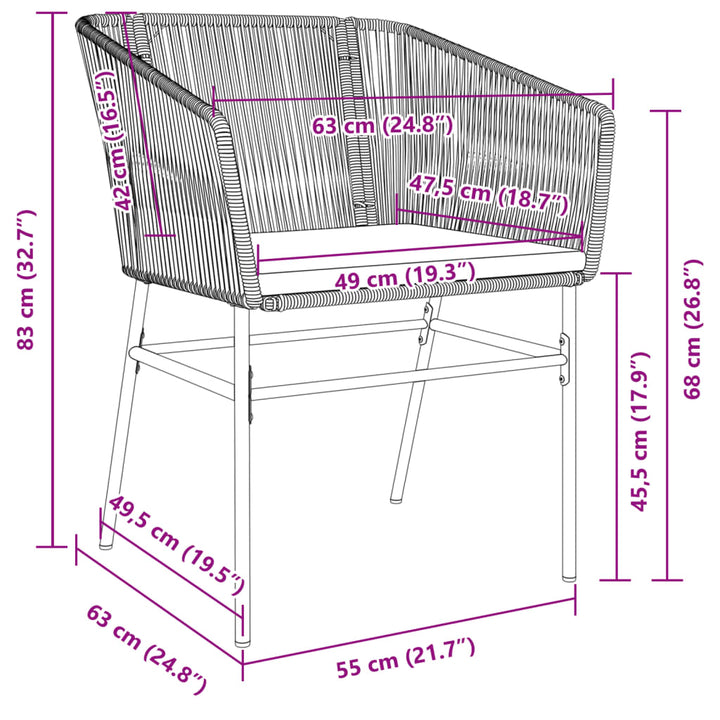 Gartenstühle 2 Stk. mit Kissen Schwarz Poly Rattan