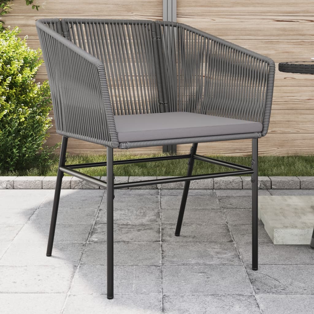 Gartenstühle 2 Stk. mit Kissen Grau Poly Rattan