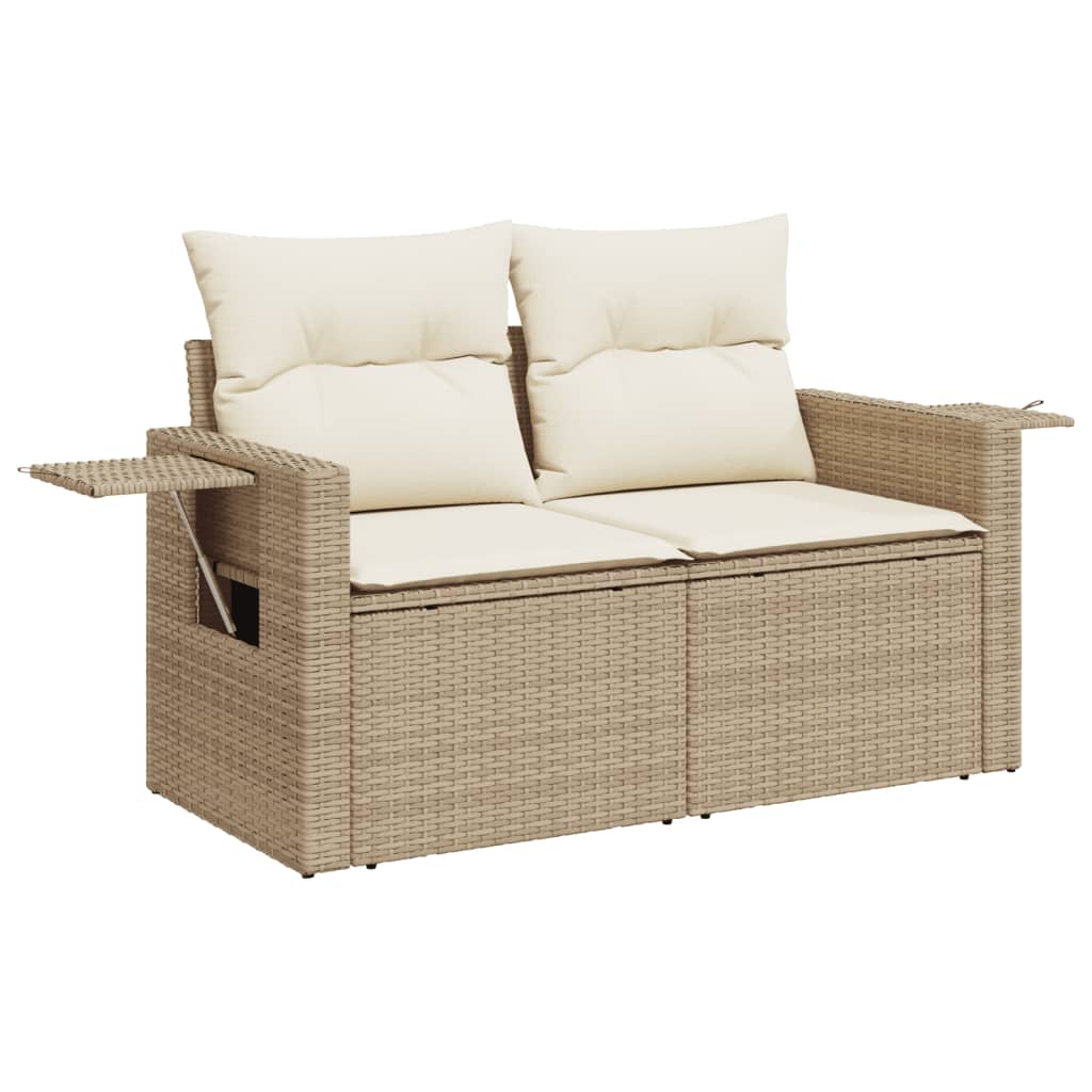 6-tlg. Garten-Sofagarnitur mit Kissen Beige Poly Rattan