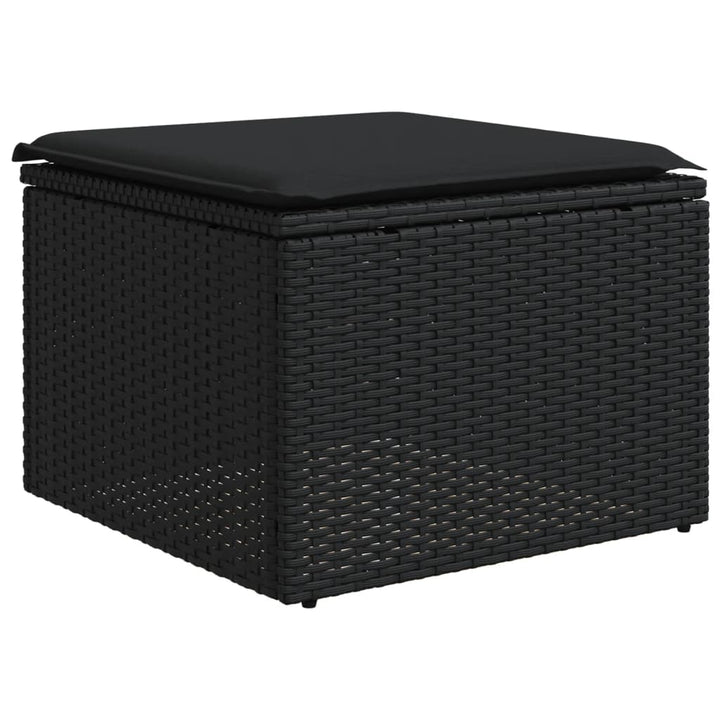 5-tlg. Garten-Sofagarnitur mit Kissen Schwarz Poly Rattan