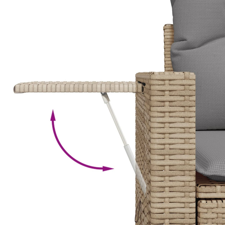 8-tlg. Garten-Sofagarnitur mit Kissen Beige Poly Rattan