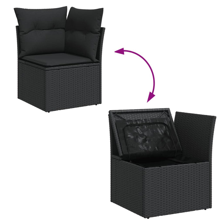 12-tlg. Garten-Sofagarnitur mit Kissen Schwarz Poly Rattan