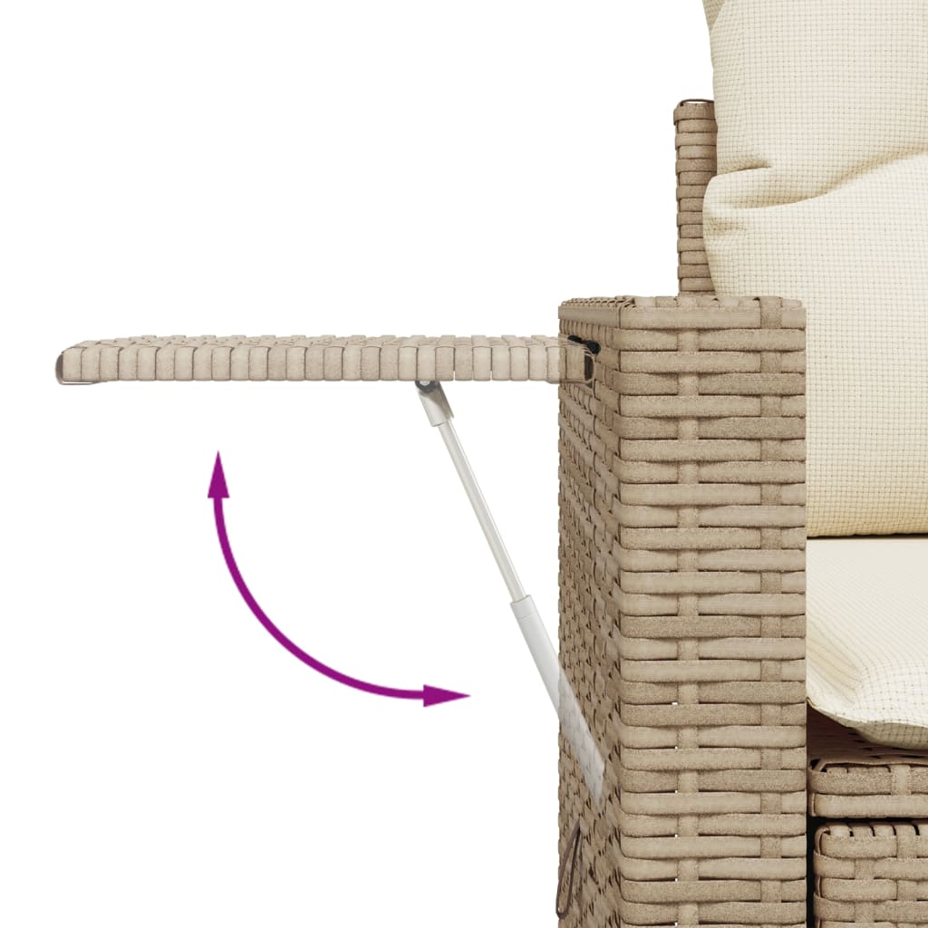 14-tlg. Garten-Sofagarnitur mit Kissen Beige Poly Rattan