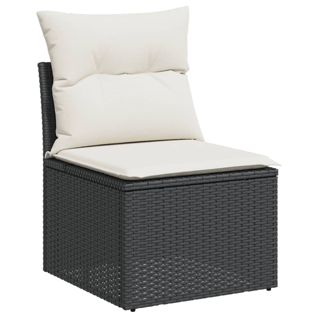 12-tlg. Garten-Sofagarnitur mit Kissen Schwarz Poly Rattan