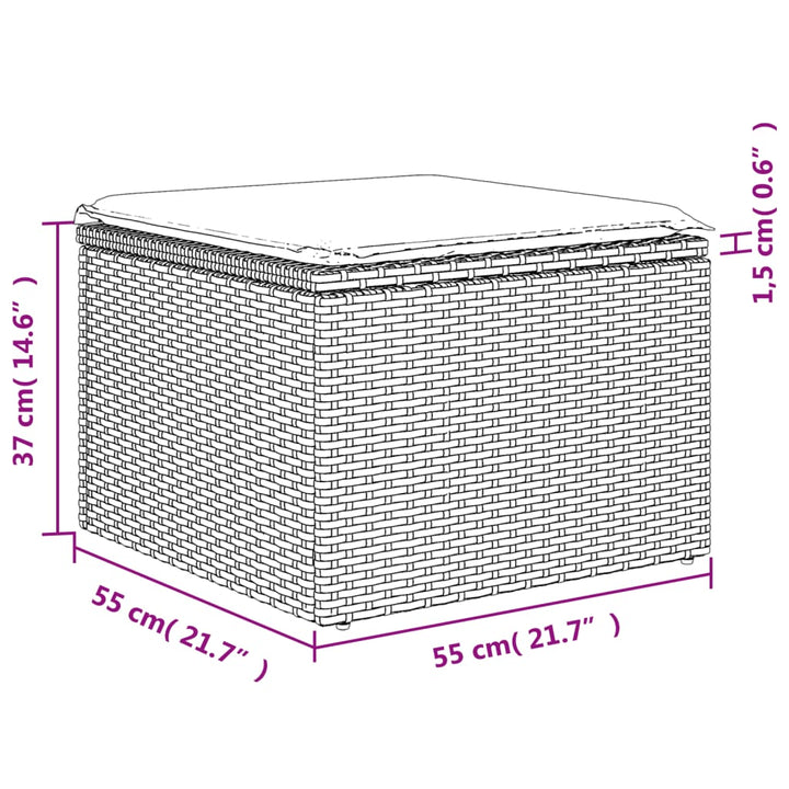 12-tlg. Garten-Sofagarnitur mit Kissen Grau Poly Rattan